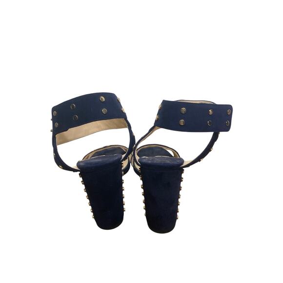 Jimmy Choo Navy Blue Velvet Sandel with 4" Heel Sz 38 - Picture 2 of 4